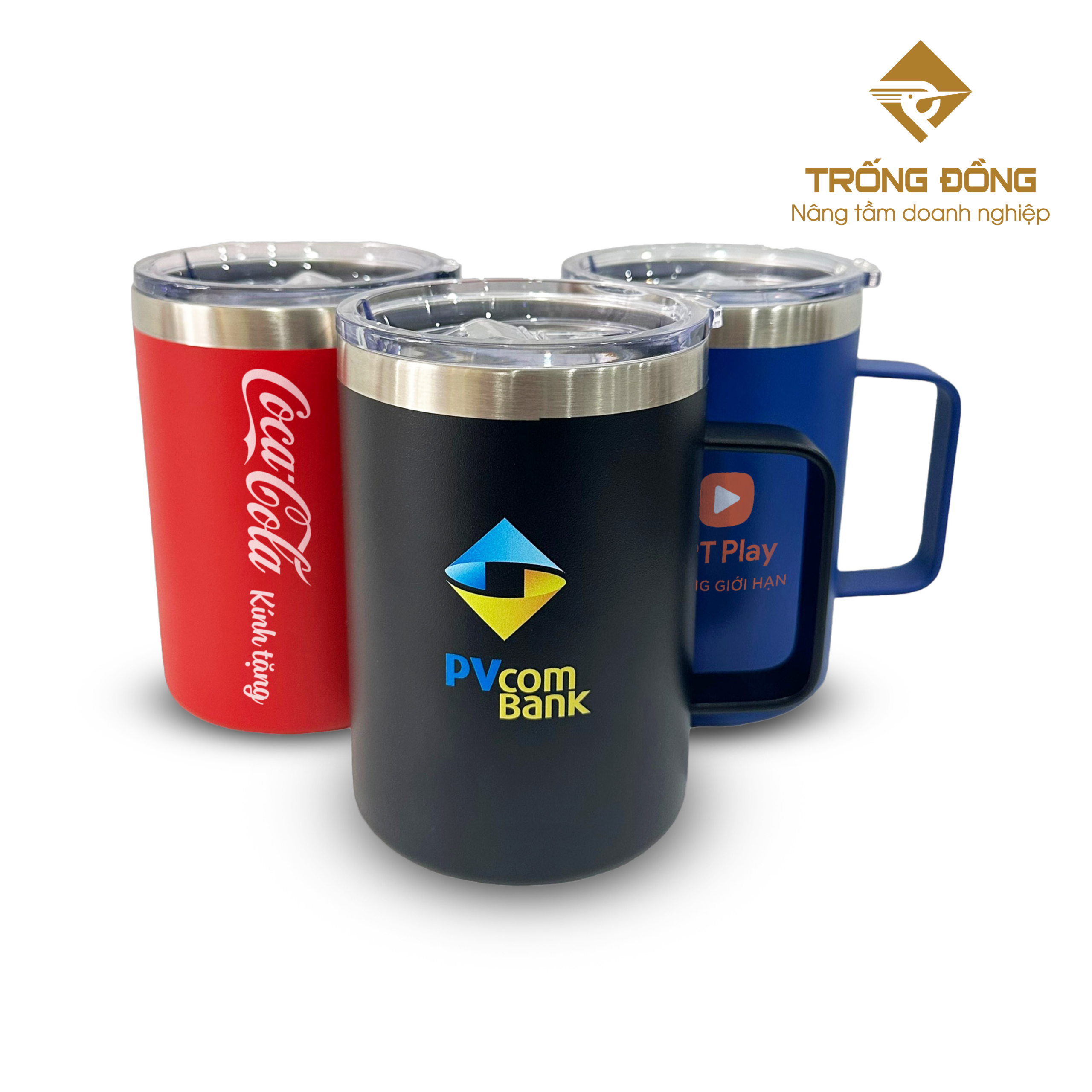 Chung Tay Sử Dụng Bình & Ly Giữ Nhiệt Để Bảo Vệ Môi Trường 2 Ly Giữ Nhiệt In Logo Thương Hiệu