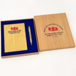 Bộ Quà Tặng Đại Hội In Logo - Sổ Tre + Bút Tre + Hộp Giấy - introngdong