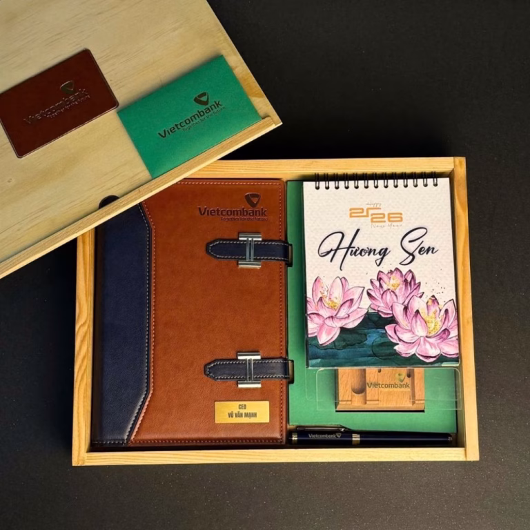 Quà Tặng Doanh Nghiệp Trên 1 Triệu - In Logo Theo Yêu Cầu 1 giftset gỗ-tre